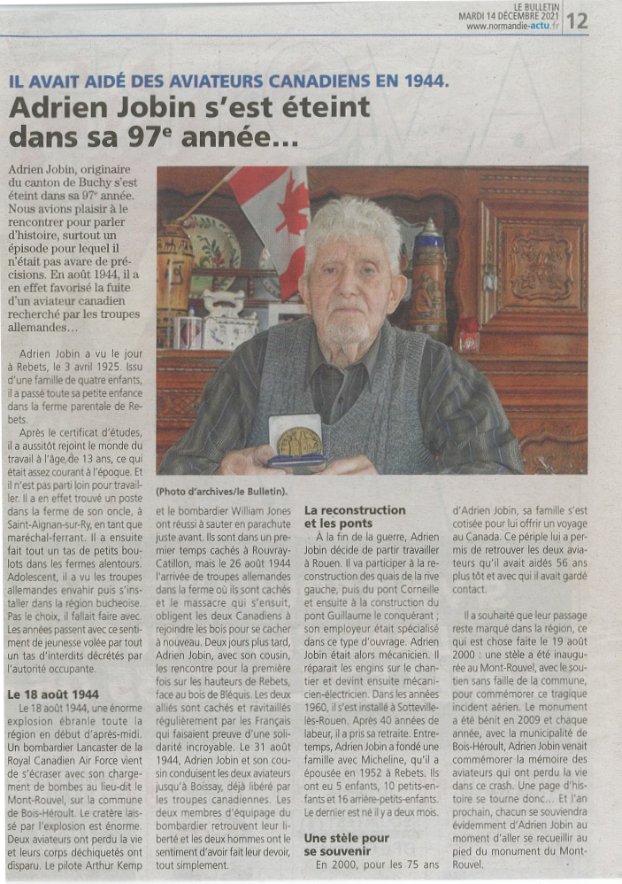 Adrien Jobin s'est éteint dans sa 97ème année